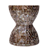 TONED MOTHER OF PEARL STOOL/SIDE TABLE - Top-Down View