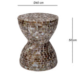 TONED MOTHER OF PEARL STOOL/SIDE TABLE - Rear View