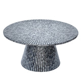 TRIDENT MOTHER OF PEARL HAND MADE COFFEE TABLE - Side View