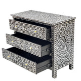 MOTHER OF PEARL HAND MADE MONOCHROME CHEST OF DRAWS - 45-Degree Angle
