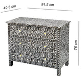 MOTHER OF PEARL HAND MADE MONOCHROME CHEST OF DRAWS - Rear View