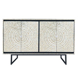 MOTHER OF PEARL HAND MADE SWIRL SIDEBOARD - Front View