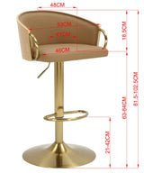 JENSEN GOLD GAS LIFT BAR STOOL - 45-Degree Angle