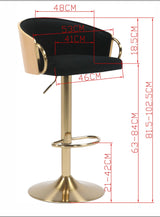 JENSEN GOLD GAS LIFT BAR STOOL - 45-Degree Angle