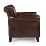 STUDDED LEATHER ARM CHAIR - Side View