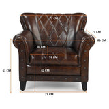 STUDDED LEATHER ARM CHAIR - Low Angle