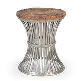 INVERTED WOOD AND IRON SIDE TABLE - Front View