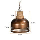 COPPER CUT-OUT AND WOOD LAMPSHADE - 45-Degree Angle