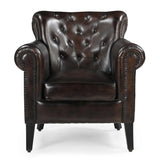 CHOCOLATE LEATHER ARMCHAIR - Front View