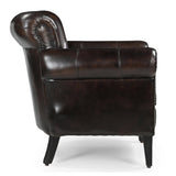 CHOCOLATE LEATHER ARMCHAIR - Side View