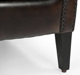 CHOCOLATE LEATHER ARMCHAIR - Close-Up Angle