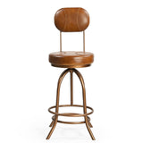 INDUSTRIAL WIND UP BAR CHAIR WITH LEATHER - Side View