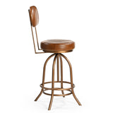 INDUSTRIAL WIND UP BAR CHAIR WITH LEATHER - Top-Down View