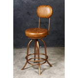 INDUSTRIAL WIND UP BAR CHAIR WITH LEATHER - Close-Up Angle