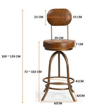 INDUSTRIAL WIND UP BAR CHAIR WITH LEATHER - Low Angle