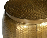 BRASS LOOK HAMMERED SIDE TABLE - Side View