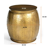 BRASS LOOK HAMMERED SIDE TABLE - Top-Down View