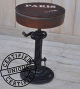 INDUSTRIAL PARIS WIND UP CAST IRON BAR STOOL - Front View