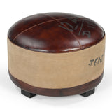 VINTAGE ROUND OTTOMAN - Front View