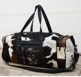 COWHIDE PATCH OVERNIGHT BAG - Front View