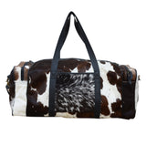COWHIDE PATCH OVERNIGHT BAG - Top-Down View