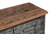 VINTAGE IRON LOCKER SIDEBOARD WITH RECLAIMED RAILWAY SLEEPER WOOD - 45-Degree Angle