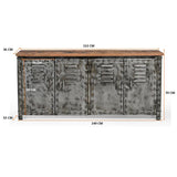 VINTAGE IRON LOCKER SIDEBOARD WITH RECLAIMED RAILWAY SLEEPER WOOD - Extra Image