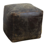 VINTAGE LEATHER OTTOMAN - Side View