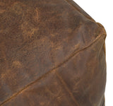 VINTAGE LEATHER OTTOMAN - Top-Down View
