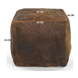 VINTAGE LEATHER OTTOMAN - 45-Degree Angle