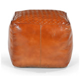 SQUARE LATTICED LEATHER OTTOMAN - Side View