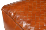SQUARE LATTICED LEATHER OTTOMAN - Top-Down View