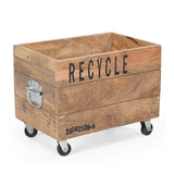 INDUSTRIAL RECYCLE BASKET ON CAST IRON WHEELS - Front View