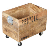INDUSTRIAL RECYCLE BASKET ON CAST IRON WHEELS - Close-Up Angle