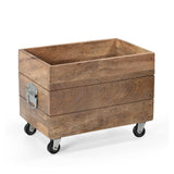 INDUSTRIAL RECYCLE BASKET ON CAST IRON WHEELS - Low Angle