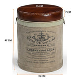 FRENCH CANVAS LEATHER PERFUME OTTOMAN - Rear View