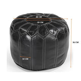 MOROCCAN LEATHER OTTOMAN BLACK - Top-Down View