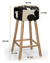 COWHIDE BAR STOOL - 45-Degree Angle