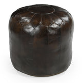 GENUINE LEATHER MOROCCAN OTTOMAN - Front View