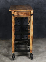HARDWOOD BUTLERS TROLLEY ON WHEELS DISTRESSED FINISH - Top-Down View