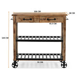 HARDWOOD BUTLERS TROLLEY ON WHEELS DISTRESSED FINISH - Extra Image