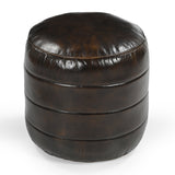 BRONWYN GENUINE LEATHER OTTOMAN - Front View