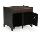 SMALL HAND MADE LOCKER BENCH WITH GENUINE LEATHER - 45-Degree Angle