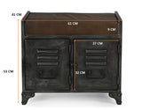 SMALL HAND MADE LOCKER BENCH WITH GENUINE LEATHER - Low Angle