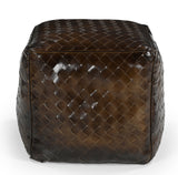 GENUINE LEATHER LATTICE OTTOMAN - Side View