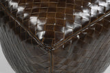 GENUINE LEATHER LATTICE OTTOMAN - Top-Down View