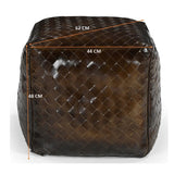GENUINE LEATHER LATTICE OTTOMAN - 45-Degree Angle