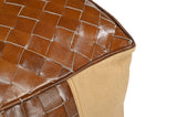 GENUINE LEATHER AND CANVAS OTTOMAN - Top-Down View