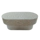 MOTHER OF PEARL SERENITY OVAL PEARL COFFEE TABLE - Top-Down View
