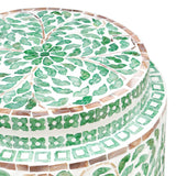 MIRANDA CYLINDER TURQUOISE SHELL INLAY TABLE/STOOL - Front View